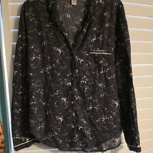 Victoria's Secret Dark Shirt Jacket with Celestial Design
